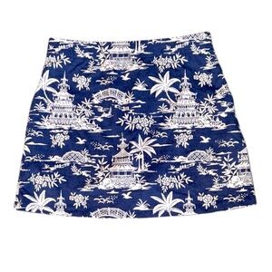 NWT J. McLaughlin Briana Tongsai Palms Pagoda Toile Print Mini Skort Skirt - L